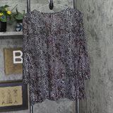 Emily Daniels 3/4 Sleeve Shimmer Hardware Neck Top Black Multi 1X