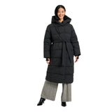A New Day Winter Hooded Ripstop Mitten Cuff Belted Duvet Puffer Coat Black L