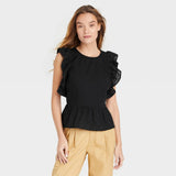 Who What Wear Women's Eyelet Tank Top 84201828 Black S