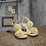 A New Day Womens Esme Floral Crochet Kitten Heels 92979007 Tan Brown 8M
