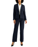 Le Suit Womens Pinstriped Suit One Button Jacket 50040364 Navy Blue 2P