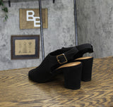 Style & Co. Peyyton Slingback Knit Dress Block Heel Shooties Black Beauty 7M