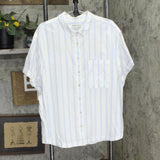 Ava & Viv Womens Plus Size Button Up Shirt 1678d33b37ee8a Blue / White Stripe 1X