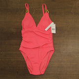 Bleu Rod Beattie Pique Ole Over the Shoulder One Piece Swimsuit Blush Pink 6