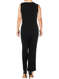 Ny Collection Womens Petites Matte Jersey V-Neck Jumpsuit YQIU0004 Black PXL