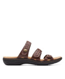 Clarks Women's Collection Laurieann Bella Flat Sandals Dark Tan Brown 7M