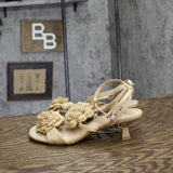 A New Day Womens Esme Floral Crochet Kitten Heels 92979007 Tan Brown 6.5M