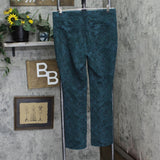 DG2 by Diane Gilman Knit Boot Cut Stretch Pull On Ponte Pant Green Snake Print L