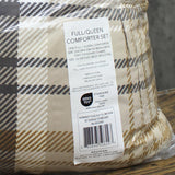 Eddie Bauer Comforter Set Reversible Normandy Plaid Gray Brown Full / Queen