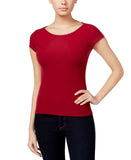Polly & Esther Juniors Solid Scoop-Neck Skimmer Top Burgundy Red L