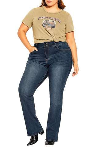 City Denim Womens Harley Simple Bootcut Jeans Indigo Blue 24W