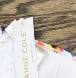 Anne Cole Dot Soft Shirred V Neck Adjustable Bikini Swim Top White / Multi D