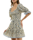 B. Darlin Juniors Floral-Print Smocked Dress T20AK46 Ivy Dust Blue Multi 5/6