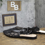 A New Day Womens London Lace Sling Back Bow Flats 94303523 Black 7M