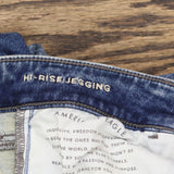 American Eagle Womens Distressed Hi-Rise Denim Jegging Blue See Measurements