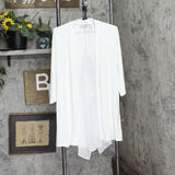 Nina Leonard Cardigan with Back Zipper and Chiffon Detail Ivory Off White M