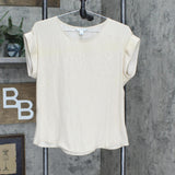 Nine West Womens Woven Short Sleeve Blouse 165fc7255e5a73 Ivory Off White S