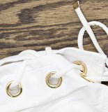 Michael Michael Kors Womens Grommet Side Tie Tankini Swim Top MM30322 White L