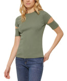 Dkny Jeans Women's Cutout Ribbed T-Shirt E2GFDNUY