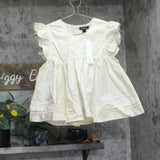Aqua Womens Crop Cotton Cropped Babydoll Poplin Flutter Top Ivory Off White XS