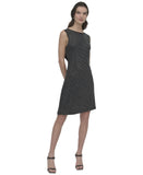 DKNY Womens Petite Sleeveless Cowl-Back Dress XD4IP44A Black / Silver 10P