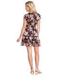 Trixxi Juniors Printed Tiered Short Ruffle Sleeve Dress Multi Floral Black S