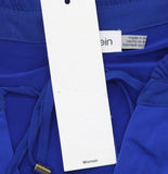 Calvin Klein Solid Ruffled-Collar Tie-Neck Top Klein Blue 3X