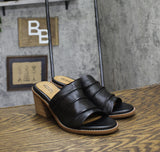 Earth Womens Adara Open Toe Block Heel Dress Sandals ETADARA Black Leather 8M