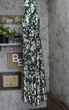 Betsy & Adam Metallic Crinkle Halter Neck Floor Dress Gown Green / Gold 4P