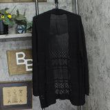 Belldini Womens Plus Size Pointelle Open Cardigan Sweater AS230502X Black 2X