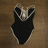 Sanctuary Womens Key Item Stay Connected Tie-Front Swimsuit Black / White XS