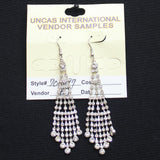 Cascading Chandelier Rhinestone Fringe Dangly Earrings Silver Gray / Clear 3.5"