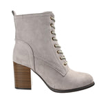 Journee Collection Lace Up Block Heel Faux Suede Combat Boots BAYLOR Gray 9M