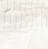 Calvin Klein Womens Pinstriped Belted Pleated Linen Blend Pants Khaki White 16
