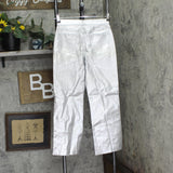 Art Class Girls High-Rise Baggy Metallic Wide Leg Denim Pants Silver Gray 16