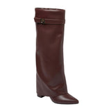 A New Day Tambra Mid-Calf Boots Faux Leather 94568863 Burgundy Red 7M