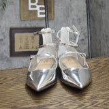 INC International Concepts Womens Valan Triple-Strapped Flats Silver Gray 8.5M