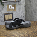 Clarks Breeze Rae Cam Slip-On Sandals 26182100 Black / Gray 9.5M