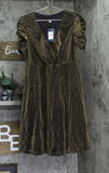 Tommy Hilfiger Womens Puff Ruched Sleeve V Neck Dress A4IK118E Bronze / Black 10