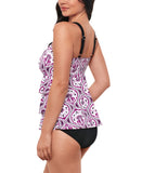 Swim Solutions Womens One Piece Tiered Swimsuit 806835 Magenta Purple 8