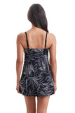 Shape Solver Womens One Piece Encounter Empire Leaf Swim Dress Black Multi 16