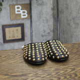 A New Day Channing Studded Slip-On Mule Flats 91636456 Jet Black / Gold 8M