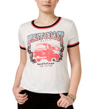 Rebellious One Womens West Coast Ringer Graphic T-Shirt Tee Ivory Off White L