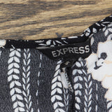 Express Womens V-Neck Long Sleeve Woven Mini Tunic Dress Black Multi M
