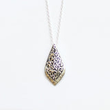 Periwinkle By Barlow Filigree Pendant Necklace Silver Gray / Black 18'' + 3''