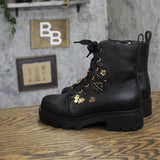 Karl Lagerfeld Makenzie Embellished Combat Booties KL445771 Black 6M