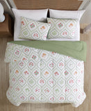Hallmart Trisha 3-Piece Floral-Print Comforter Set 92836 Green Multi King