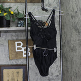 Cupshe Womens Shimmer Waist Tummy Control Mesh Plunge One Piece Swimsuit Black M