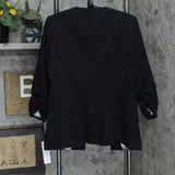 Calvin Klein Women's Ruched-Sleeve Open-Front Blazer Jacket Navy Blue 14