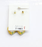 Francesca's Drop Heart Flower Pressed Metal Earrings Gold / Yellow Multi 2"
